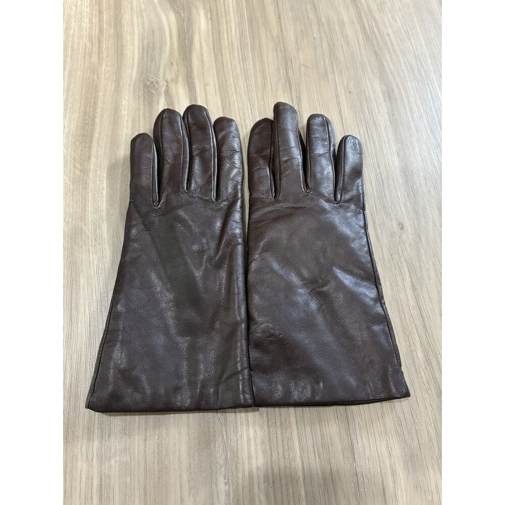 Isotoner Women's Brown Leather Gloves Warm Size 6.5 Lined Classic
